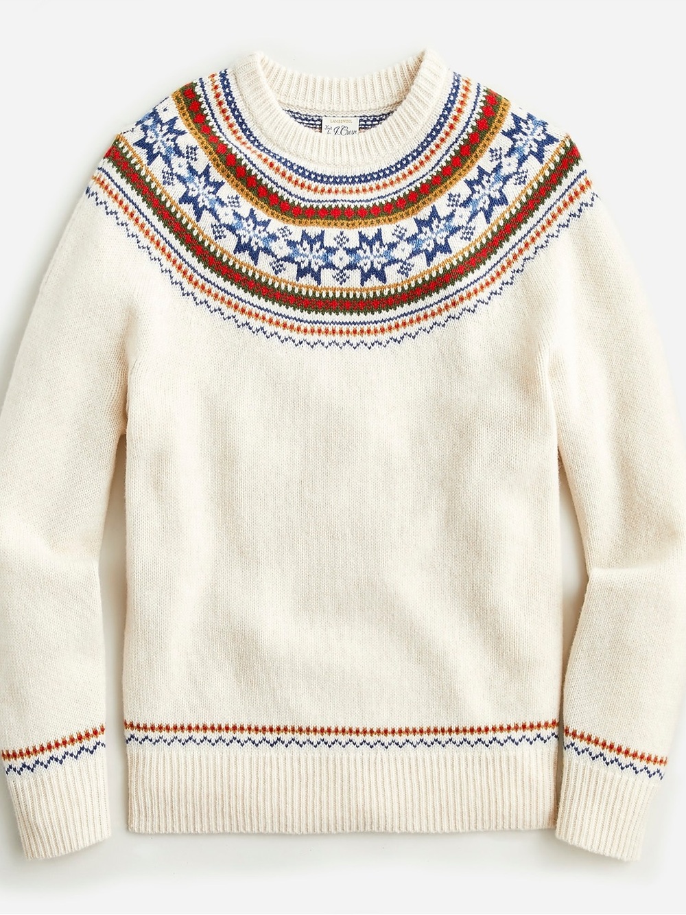 J.Crew Men’s Fair Isle Crewneck Sweater 100% Lambswool Nordic Yoke Men’s Large